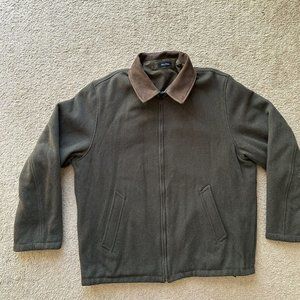Nautica Jacket Mens XL Reversible Full Zip Wool Blend Grey Green Pockets